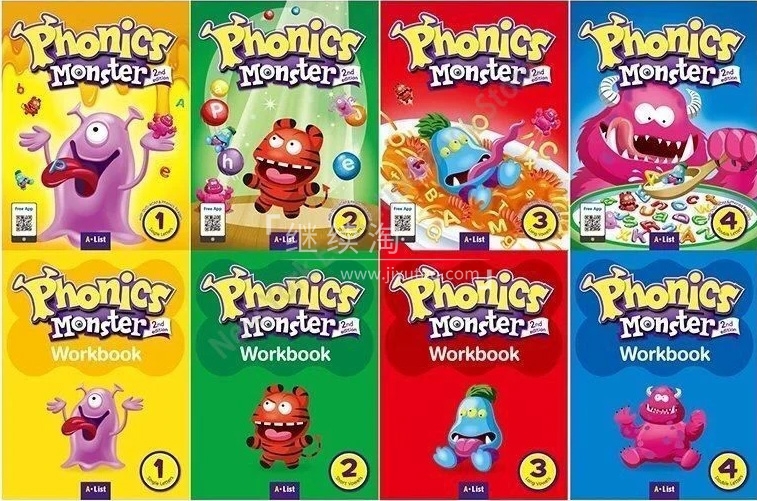 拼读怪兽Phonics Monster英语自然拼读学习教材1-4系列，学生书+练习册+读物+教材，百度网盘下载！